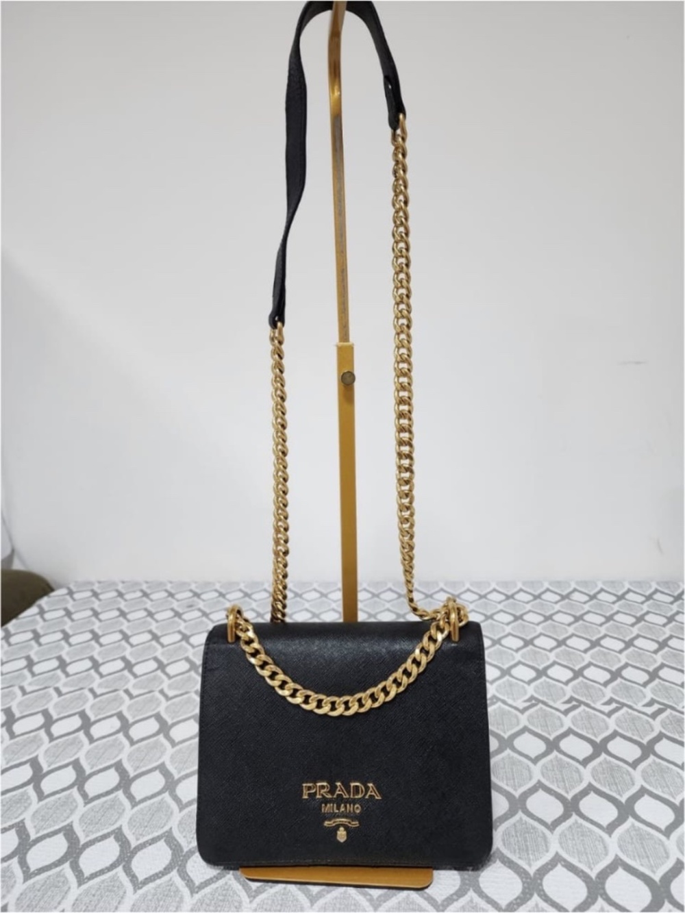 Authentic PRADA Saffiano Chain Shoulder Bag Black - Picture 12 of 14